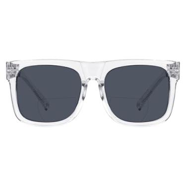 Imagem de Eyekepper Óculos de sol de leitura bifocais grandes com dobradiças de mola sem parafuso sem metal para rosto largo, Nr2508sg - Transparente, +4.00