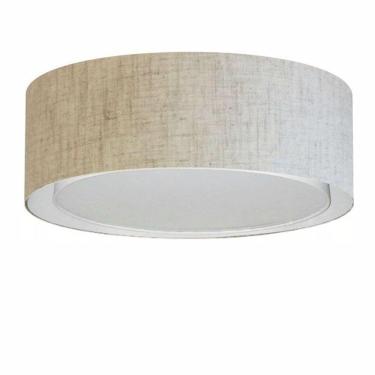 Imagem de Plafon Cilíndrico Duplo Vivare Md-3038 Cúpula Em Tecido 80x30cm - Bivolt Rustico-bege 127/220v