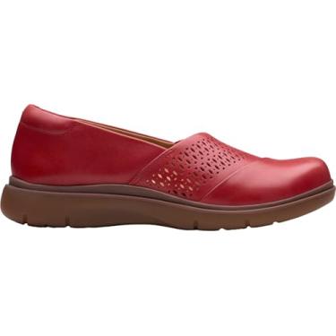 Imagem de Clarks Certina Edge sem cadarço feminino, Couro vermelho, 8.5 Wide