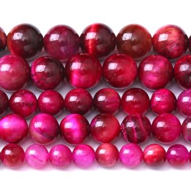 Imagem de 72 peças de contas de pedra de olho de tigre rosa natural de 10 mm para fazer joias contas redondas de pedras preciosas DIY colar de pulseira 2 fios 81 cm
