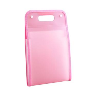 Imagem de Pasta Sanfonada Plástica A4 com 13 Divisórias – Organizadora de Arquivos e Documentos, Portátil, com Alça e 2 Fechos de Pressão – Escolar e Escritório (Rosa)