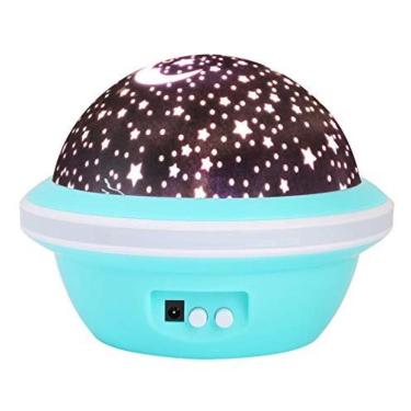Imagem de Luminaria Abajur Projetor Star Master Estrelas Lua Ceu Estrelado Globo Noite Romantica Infantil Quarto Bebe Crianca Azul