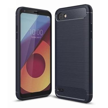 Imagem de Capa Para LG Q6 e Q6+ Plus (Tela 5.5) Carbon Fiber Leve Fina Maleável (Azul)