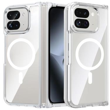 Imagem de KEKBOXQ Capa magnética dobrável para Google Pixel 10 Pro, compatível com MagSafe, TPU à prova de choque, capa protetora fina de policarbonato rígido para Google Pixel10 Pro Fold (2025), transparente