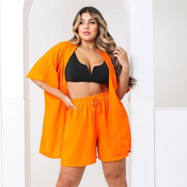 Imagem de Conjunto Feminino Kimono/Cardigan e Short Plus Size - Julia-Feminino