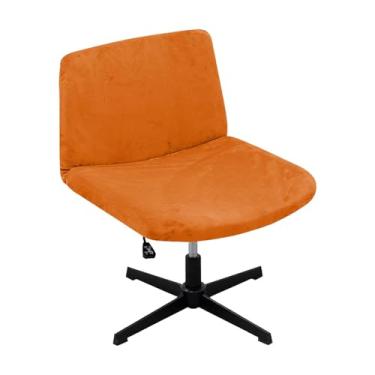 Imagem de Kitegrese Capas de cadeira de escritório com pernas cruzadas elásticas, capa larga para assento de escritório moderna, giratória, para sala de estar e quarto (laranja)