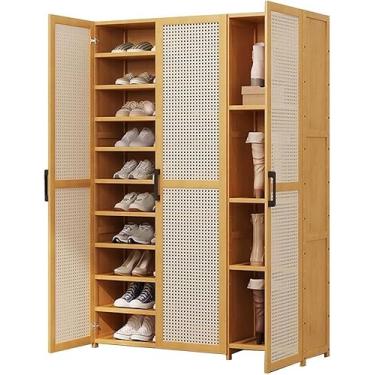 Imagem de Armário De Armazenamento De Sapatos Organizador De Bambu Com 3 Portas Divisória Ajustável E Removível 9/11 Camadas Armazenamento De Sapatos Organizador De Sapateira De Pé, 11th floor