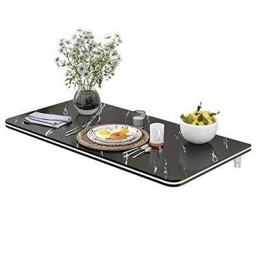 Imagem de FLSXC Mesa dobrável de parede dobrável mesa flutuante para laptop mesa de computador mesa de jantar com suportes para economia de espaço (cor: A, tamanho: 30 x 120 cm)