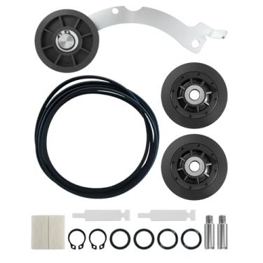 Imagem de Kit de reparo de secador compatível com Speed Queen 1992 e secador mais recente, substitua o kit de rolo de secadora RB170002 e correia de cilindro de secadora D511255P e kit de deslizamento de tambor