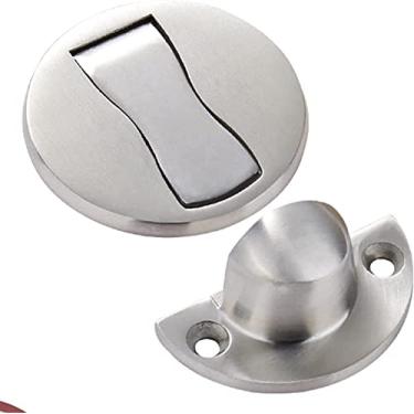 Imagem de LIFOND Batente de porta batente de porta de aço inoxidável sem perfuração, invisível anticolisão forte porta magnética altura ajustável batente de porta, para banheiro porta de cozinha