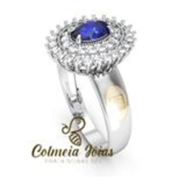 Imagem de Anel de formatura feminino - COLMEIA JÓIAS, Azul, +-3,5