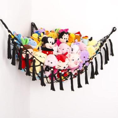 Imagem de Toy Hammock YKBU Large Black Macramé Organizador de Borlas 104x104x152