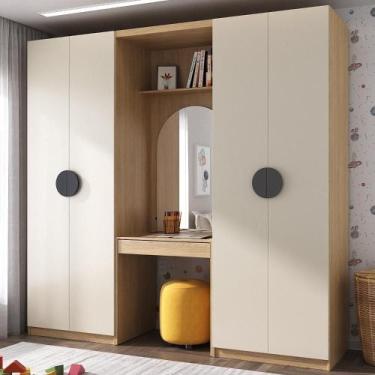 Imagem de Conjunto Modulado Infantil 3 Peças 4 Portas, Módulos Nichos 2 Gavetas 