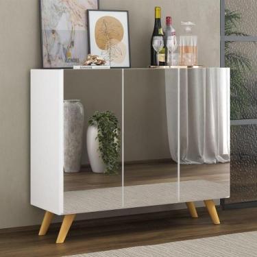 Imagem de Aparador 3 Portas Com Espelho Retrô Mp1013 Branco/ - MULTIMOVEIS