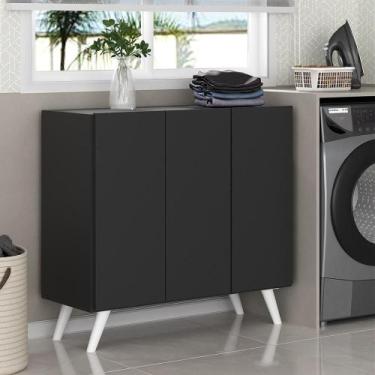 Imagem de Armário Lavanderia 90cm Mp5033 Preto/Branco - MULTIMOVEIS