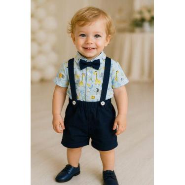 Imagem de Conjunto Infantil Menino Mauricinho Camisa Social Com Gravata Mais Sho