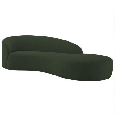 Imagem de Divã Recamier Orgânico França 180cm Lado Direito Linho Adj Decor Verde