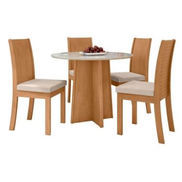 Imagem de Conjunto Mesa Celebrare 100cm Tampo Mdf/vidro 4 Cadeiras
