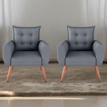 Imagem de Jogo De Poltronas Decorativas Park Linho Cinza Saturno