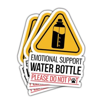 Imagem de (3 peças) Adesivo de garrafa de água de suporte emocional – Please Do Not Pet Decalque de vinil com citação engraçada, à prova d'água para garrafa de água, copo, capa de telefone, laptops, skates