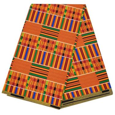 Imagem de BintaRealWax Tecido Africano 6 metros Ankara Wax Print Kente Tecido Batik para Costurar Vestido de Festa Dashiki