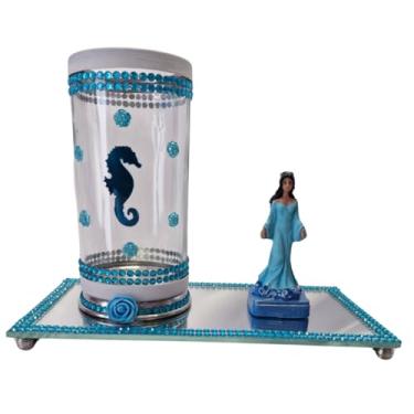 Imagem de Kit Altar Porta Vela com Escultura e Bandeja Orixá Iemanjá