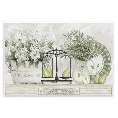 Imagem de Stupell Industries Arte de placa de parede de flores e peras na prateleira, design de Cindy Jacobs, 13 x 19