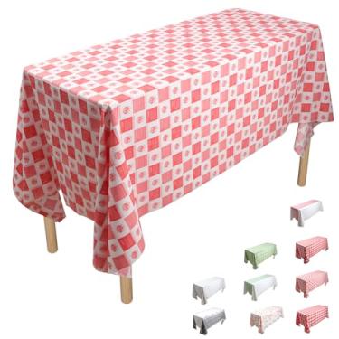 Imagem de ZGP (Love Roses) 137 x 213 cm, 10 peças de toalha de mesa de PE puro descartável, toalhas de mesa para festas, piquenique, casamento, toalhas de mesa decorativas, retângulo, capa de plástico branco, à