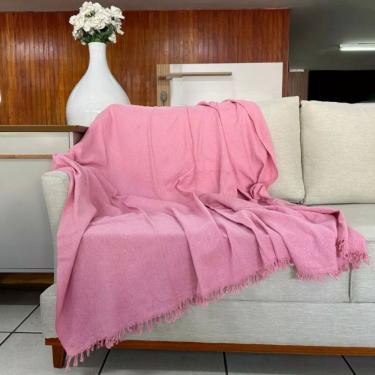 Imagem de Manta Para Sofá 1,70x2,20 Grande Para Decorar Sofa Luxo Cama 100% Algodão Várias Cores Rosa Bebê