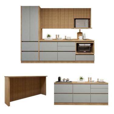 Imagem de Cozinha Completa Modulada 8 Peças 10 Portas 10 Gavetas Com Rodapé Norten Nature-verde