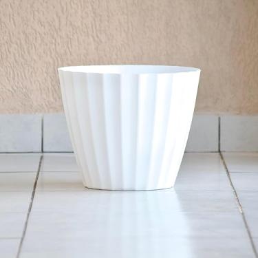 Imagem de Vaso Para Plantas Flores Grande Bojo Cacau Injetado 30x35 Liso Polido Luxo Estiloso (Branco)