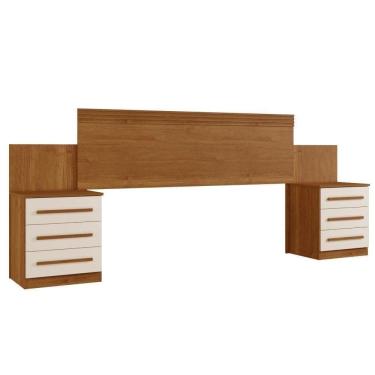 Imagem de Cabeceira Casal Império Extensível Com Mesa De Cabeceira Benetil Cinamono Off White