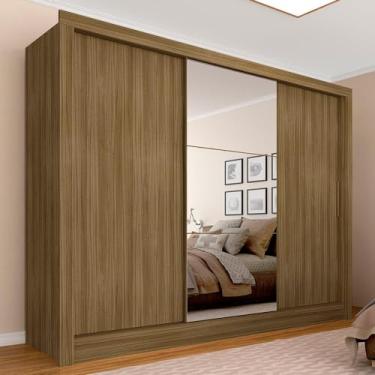 Imagem de Guarda Roupa Casal Paula C/espelho 3 Pts 2 Gav Lateral Boreal - M.a Boreal