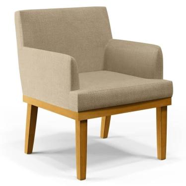 Imagem de Poltrona Decorativa Sala De Estar E Recepção Vitória W01 Linho Bege Escuro - Mpozenato