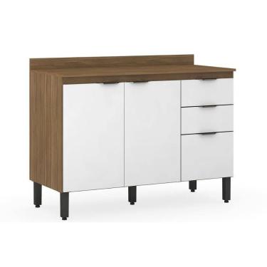 Imagem de Balcão De Cozinha C- Tampo Firenze C- 3 Portas E 2 Gavetas 120cm Amendola-branco - Demóbile