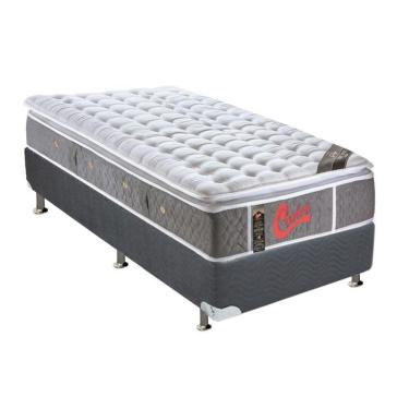 Imagem de Cama Box Solteiro: Colchão Molas Ensacadas Castor Light Oxygen New + Base Crc Suede Gray (88x188)