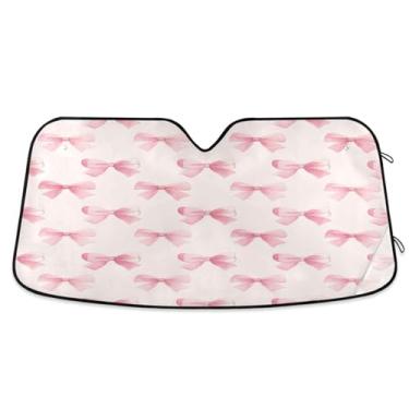 Imagem de ATTX Para-brisa de carro com arco rosa 144.8 cm x 80.0 cm escudo solar universal com proteção UV, persiana de janela frontal automática dobrável para caminhões Sedans SUVs #264