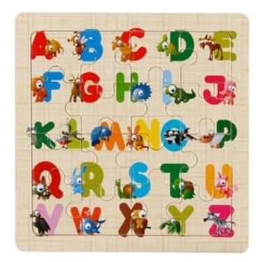 Imagem de Quebra-Cabeça Educativo Infantil em Madeira Alfabeto com Animais Aprendendo as Letras Brinquedo Pedagógico para Crianças