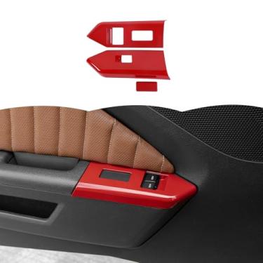 Imagem de RT-TCZ Acessórios interiores para decoração de painel de interruptor de janela para Ford Mustang 2010 2011 2012 2013 2014 (vermelho)