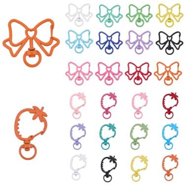 Imagem de SUNNYCLUE 1 caixa, 48 peças, 24 estilos, laço, chaveiro, fecho giratório, colorido, em forma de morango, fivela de pressão, clipe de gatilho de mola, ganchos para chaveiros, bolsas, tiras, berloques