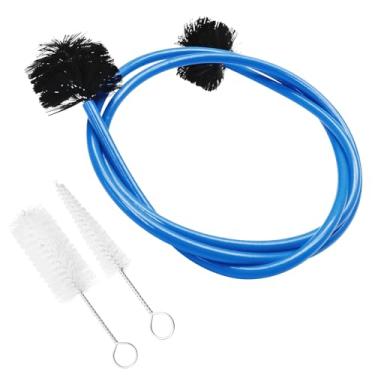 Imagem de Hordion Kit de limpeza de trompete, escova de válvula de limpeza de bocal, escova flexível, instrumento musical, acessório de manutenção para bocal de trompete, azul