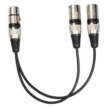 Imagem de YIJU Cabo divisor de microfone, 1 XLR fêmea para 2 XLR macho, cabo patch em Y de 30 cm para equalizador de microfone e gravação, Preto