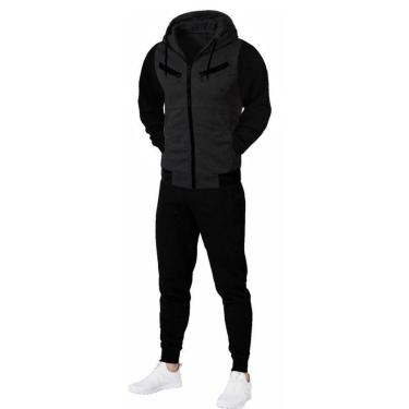 Imagem de Conjunto De Moletom Calça E Blusa Jaqueta De Frio Com Ziper-Masculino