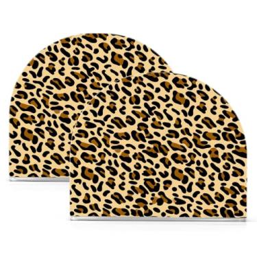 Imagem de Qilmy Porta-guardanapos de acrílico com estampa de leopardo, suporte de lenços de mesa independente, dispensador de papel de coquetel para cozinha, jantar, restaurante, bar, decoração, 2 unidades