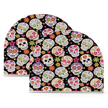 Imagem de Qilmy Porta-guardanapos de acrílico de caveira de açúcar de Halloween, suporte de lenços de mesa independente transparente, dispensador de papel de coquetel para cozinha, jantar, restaurante, bar