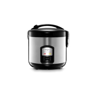 Imagem de Panela de Arroz Elétrica, Aço Inoxidável, 10 Xícaras, 700W, Antiaderente, Sistema de Aquecimento Automático, 25x26cm, 127V
