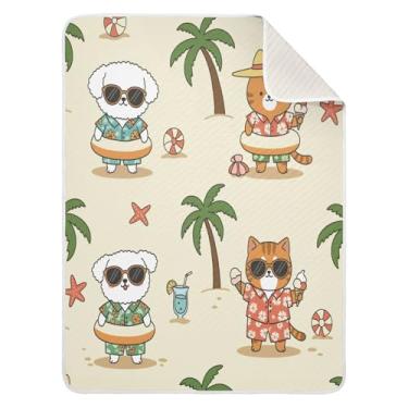Imagem de Qilmy Cobertor de bebê havaiano para animais de estimação 76 x 101,6 cm, cobertor infantil de algodão macio para meninos e meninas, cobertor leve e quente para bebês e bebês recém-nascidos