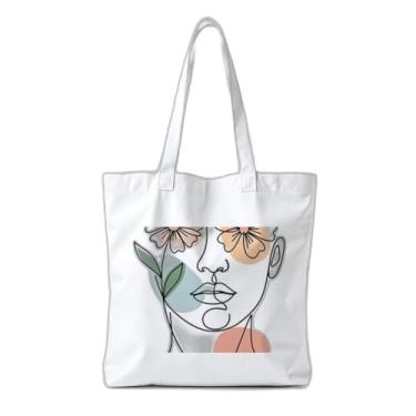 Imagem de Kit 10 Sacola Ecologica Charmosa Reutilizável 38x41.5cm Estampa Floral Line Art