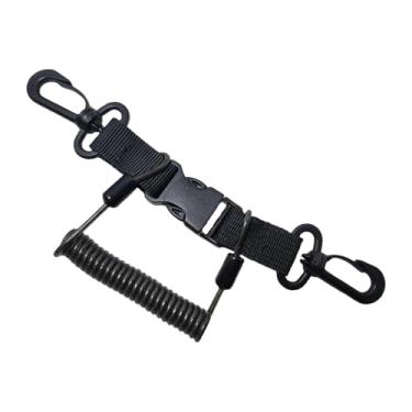Imagem de Generic Cordão de espiralado para mergulho, em metal, com mosquetão de liberação rápida e trava para lanterna de esportes aquáticos.