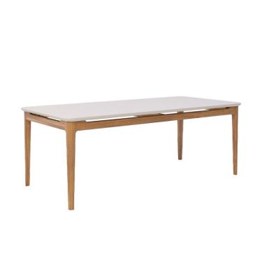 Imagem de Mesa de Jantar Retangular com Tampo de Vidro Off White Baoba Cinamomo 210 cm